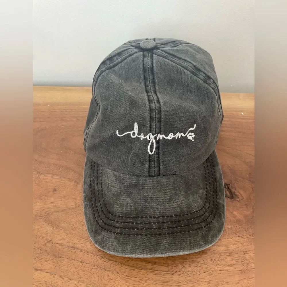 Dog Mom Dad Hat Embroidered Cap Adjustable Strap Back Gray One Size 100% Cotton
